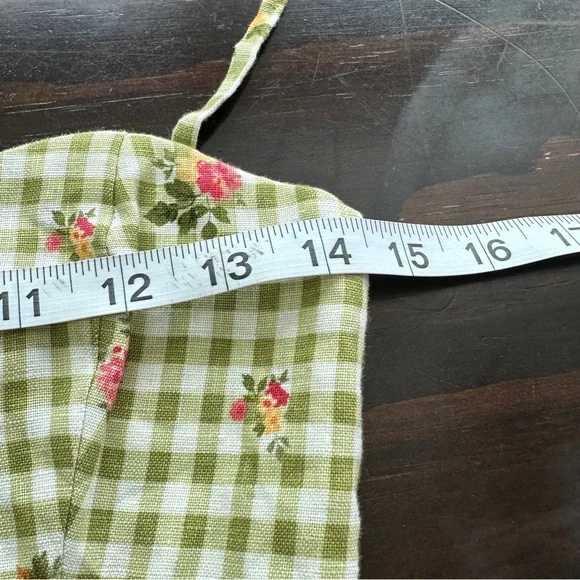 Reformation Roarke Linen Dress Patio Floral Checkered Feminine Dress 4 - Picture 11 of 13